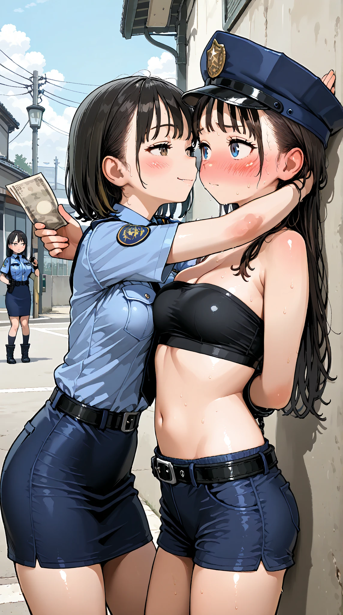 nsfw,(super fine illustration,8K CG wallpaper,best quality,extremely detailed,ultra high res,best aesthetic),(((cowboy shot,from front))),1girl ,idolmaster, {{{chiyo sirayuki}}}, (18yo,beautiful girl),((beautiful dark purple eyes)),(((beautiful black hair))), ((((extra short hair)))),(straight hair)),((Blunt bangs)),(((black gloves))),(wet skin),(sweat),(steam),((flat chests,small breasts)),((((slender and tall)))),((((night)))),(pubic black hair:1.5),(bsp, pussy juice dripping, no makeup, sweaty body),(glaring),((blash)),(open mouths),(collar),(((((open brown trench coat))))),(Kamimei),((back alley at night)), ,((ecstacy)), (vaginal penis:1.2), testicle, (a man:1.2), hetero, (lady sit astride on man:1.3), (lady on top), (intense Sex:1.6), (cum out:1.3),((steam)),(scatter sweat),