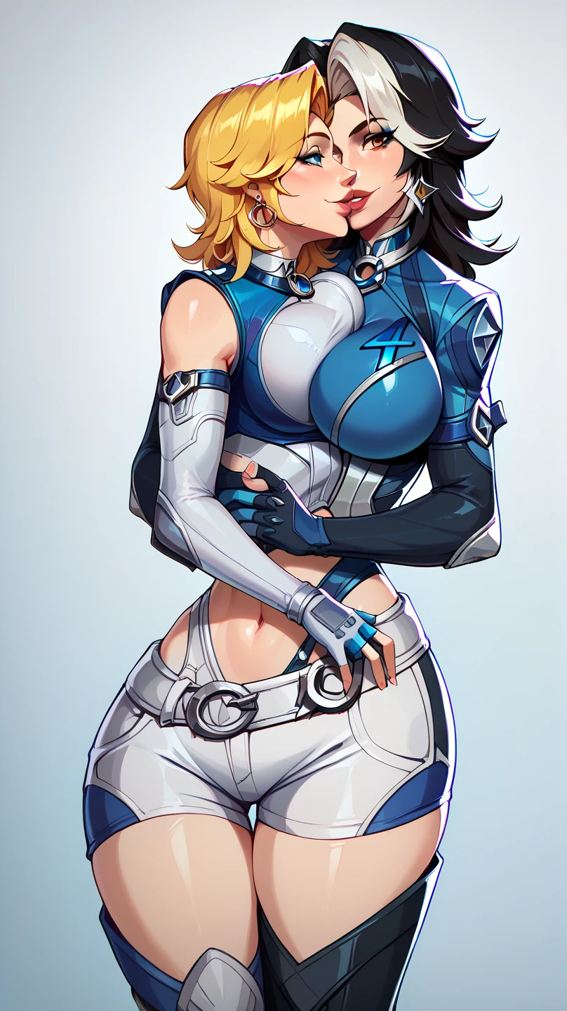 2 girls, Caitlin com a Vi, grabbing both of their breasts