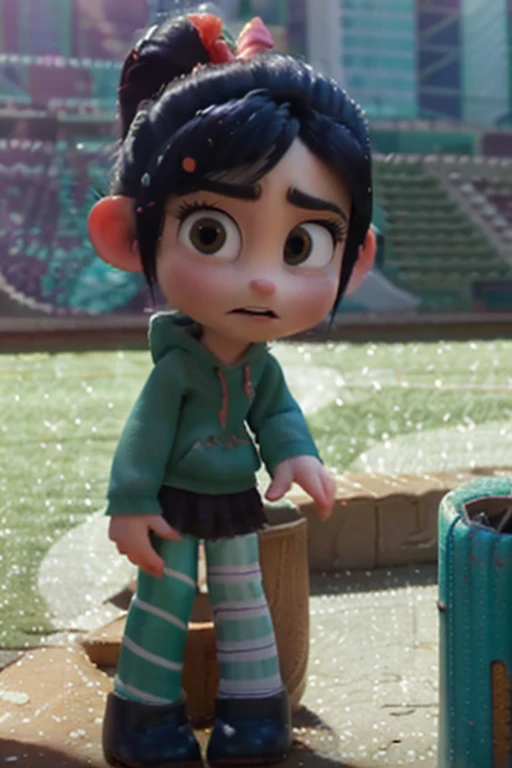 jadechan, short black hair, brown eyes, flat chest girl, blue jeans pants, looking at viewer, shy, masterpiece, full length, lying on the ground, Torn clothes, cum on pants, cum on hair, cum on face, crying, cute 