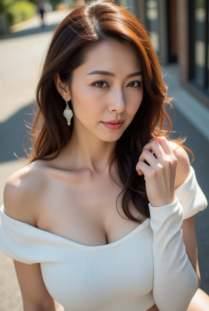 ((Highest quality, 8K, masterpiece: 1.3)), sharp: 1.2, Perfect Body Beauty: 1.4, ((Layered Hairstyles, Big Breasts: 1.5)), street: 1.2, Highly detailed face and skin texture, fine grain, double eyelid, Long black hair, On all fours, Light orange silk dress, Expose&#39;Cleavage, Look Up, Low camera position, Tie your hair back, smile, Looking back here, The gaze is directed this way, plump