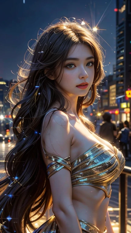 1 beautiful young girl, Super beautiful detailed face, (Slightly open mouth, sexy look:1.1), (Beautiful big breasts:1.3), (Slender body:1.2), (super stylish dress with wide open breasts:1.5), bare breasts, pubick hair, cameltoe details, (Fine face:1.2), accessories, earrings, conceptual art, High quality, Realistic, extremely detailed CG unified 8k wallpaper, ighly detailed, High-definition raw color photos, professional photograpy, Realistic portrait, Cinematic Light, Beautiful detailed, Super Detail, high details, Sexy Art, (((Bokeh))), depth of fields, illumination, gorgeous danner table, Super stylish lighting,