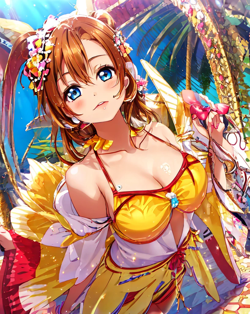 masterpiece, best quality, 2girls, 10yo, (petite), cowboy shot,
smile, open mouth, standing, wearing samba dance dress, dress lift, flat chest, nipple slip, nipples, carnival party, outdoor,