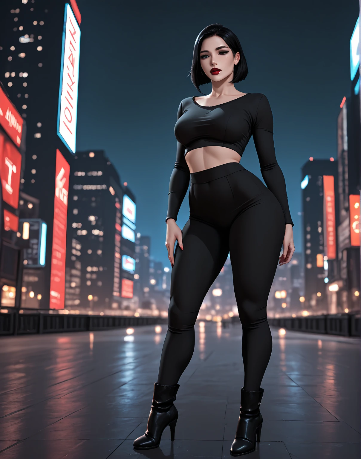 (warm smile), (((small waist, wide hips, thick legs))), (lighting from the front), (in the morning)