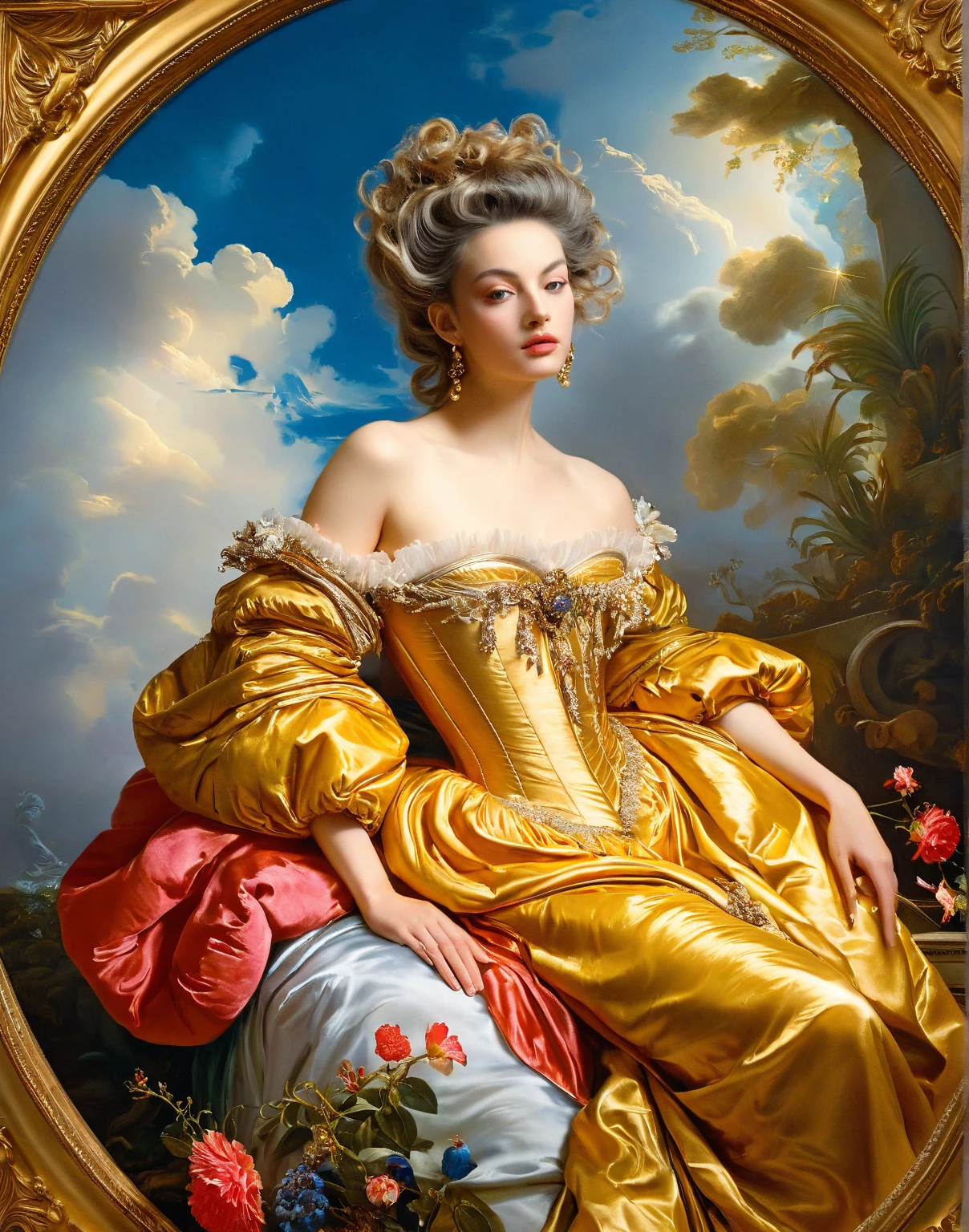 masterpiece, romanticism, oil painting, acrylic on canvas, a beautiful young lady painting in Peter paul Rubens style, healthy figure, famous painting, by Peter paul Rubens, hyper realistic, Epic details, High quality, 8k, Artstation