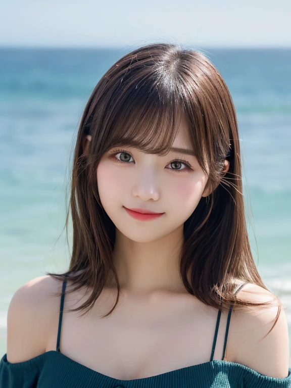 ((Top image quality、RAW shooting、masterpiece:1.3))、(Put out naked:2.0)、(No underhair:1.8)、(casual hairstyle、Super Detail Large:1.4、Hair swaying in the wind)、Face with super detail、Delicat eyes、二重まぶた、(innocent smiles:1.6)、Soft breasts、kindly smile、(E Cup Girl、23 years old Looks 18 years old)、(Uninhabited tropical beaches:1.6)、(Blue eyes:1.2)、open one's legs