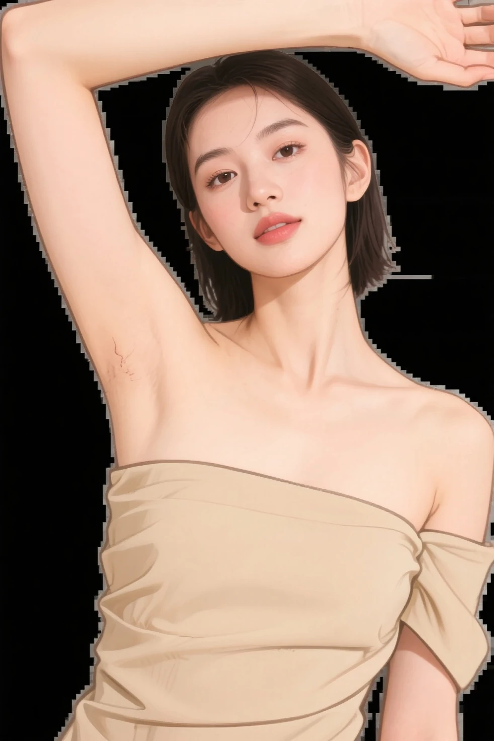 Super beautiful eyes、innocent face, (((realisitic)))a picture, ​masterpiece, top-quality, 1girl in, a slender waist, top-quality, pale-skinned, Black background, (Face and eye details:1.1), Unique, red blush, ((full of shyness)), extremely delicate and beautiful girl, dynamicposes, (to8contrast style), torch clothes, naked body, nude, full naked, showing, beatiful tits, hard nipples, magazine cover, blue hair, no black and white, wet body, 