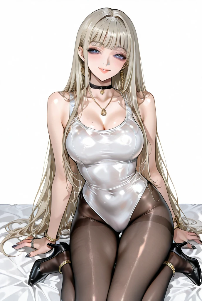 1girl, solo, full body portrait, white camisole vest, high heels, tennis wear, gray pantyhose, masterpiece, best quality, realistic, ultra-detailed, (shiny skin, sweating: 1.4), looking at the audience, light blue short hair, red eyes, slender, dynamic light and shadow, high resolution, sharp focus, depth of field, fine eyes, pupil sharp, pupil realistic, (C cup: 1.2), (skin white: 2.0), (long legs: 1.8), (clothes transparent: 1.5), outdoor, sky