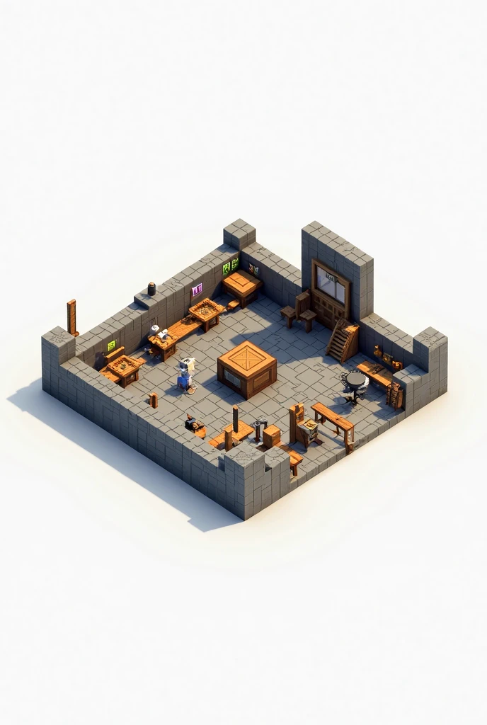 game footage,isometry,Pixel play style,pixal style,Blacksmith shop,depth of fields,high light,Real light,Ray traching,oc rendered,Hyper-realistic,best qualtiy,8K,Works of masters,super-fine,Detailed pubic hair,