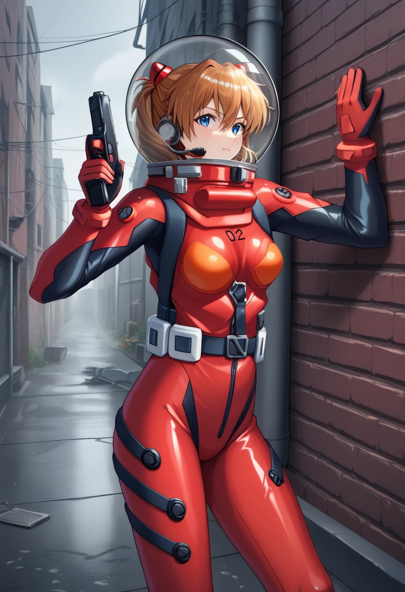 1girl, medium breasts, leotard, red and green leotard, bare legs, gloves, boots, belt, superhero, standing, hands on hip, city backdrop, (beautiful detailed eyes:1.6), (perfect hands, perfect anatomy)