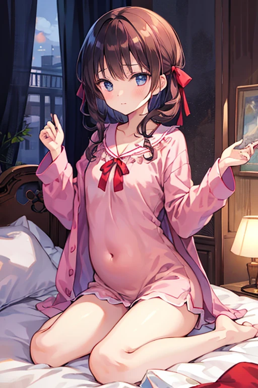 ((masterpiece)), ((best quality)), (ultra-detailed), on the bed, a cute girl, 1girl, solo, underwear00, ((beautiful eyes)), smile