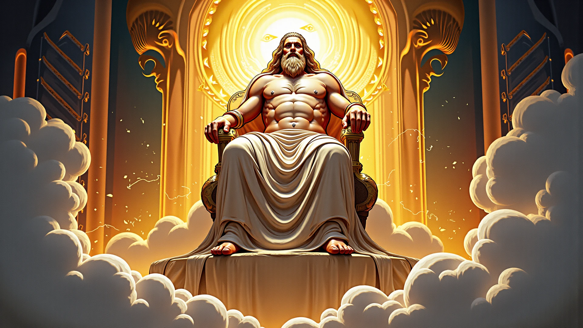 An image of Roman God Jupiter, Jupiter God posing, El dios Romano jupiter, cetro, aguila, rayo.