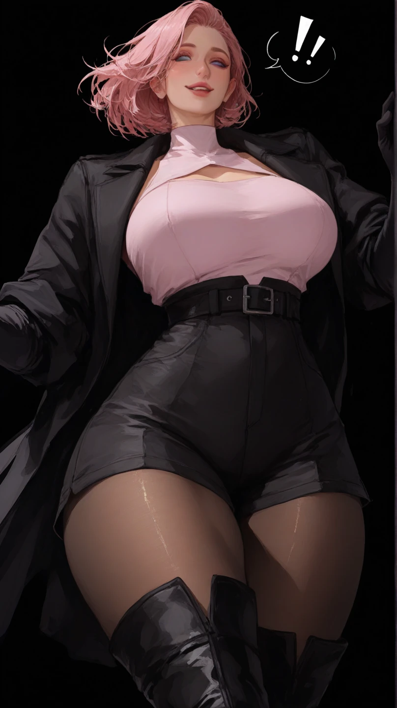 Anthropomorphic wolf, Female Furry, long Green hair, red open hoodie, black panties, black pantyhose, black heels, high quality, skirt, showing pussy