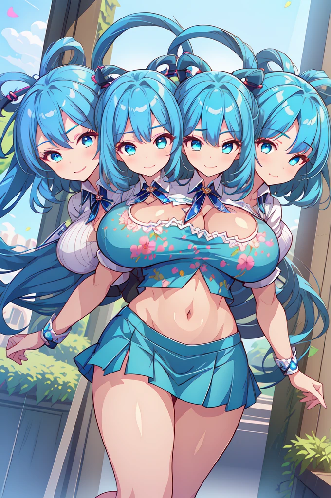 Bremerton,One girl,一人in,length_hair,chest,Looking_in_Audience,blush,smile,前hair,skirt,big_chest,Simple_background,shirt,hair_ornament,white_background,belly button,chestの谷between,hair_between_eye,just_shoulder,Twin tails,clavicle,pink_hair,gray_hair,Side Lock,Thighs,Multicolor_hair,shoes,No sleeve,shoes下,hairclip,abdomen,Spread the word_foot,pink_eye,Stomach,2 Tone_hair,formal_alternine_Costumes,Striped_hair,crop_superior,No sleeve_shirt,Underbust,squinting,white_skirt,Vatu_hair_ornament,Sportswear,crop_superior_notice,2 Tone_shirt,2 Tone_skirt,tennis_uniform,Bremerton_(Azure_lane),Bremerton_(Scorching hot_training)_(Azure_lane),巨大なchest:1.5,sagging breast:1.5、tennisコート、tennisラケット