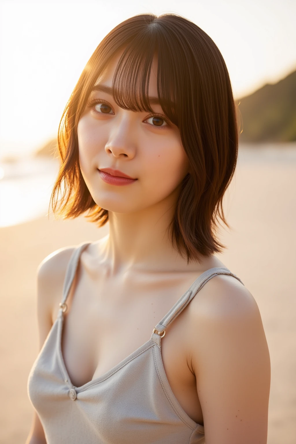 ((of the highest quality)),((masutepiece)),((Very beautiful)), unique light and shadow, One girl, hair messy, Realistic skin texture, strong breeze, Rain, Rocky Shore, rough sea, Feminine pose
