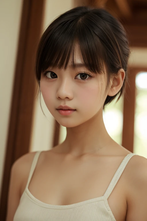 high definition, masterpiece, Ruka sarashina, short hair, ผมสีดำ, (alone), 1Girls, cute, inside, delicate eyes, (black eyes)