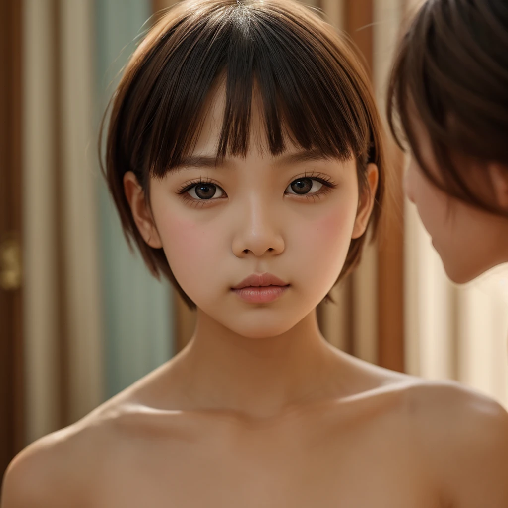 high definition, masterpiece, Ruka sarashina, short hair, ผมสีดำ, (alone), 1Girls, cute, inside, delicate eyes, (black eyes)