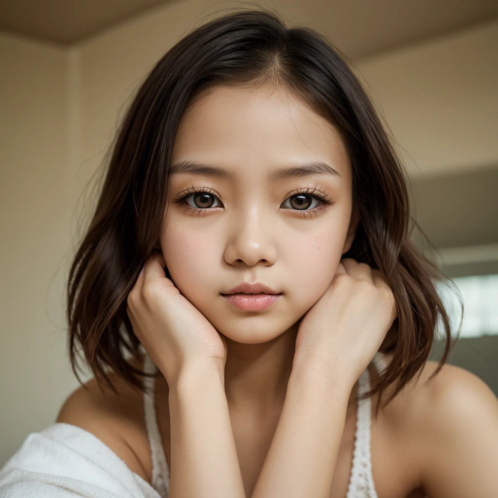 high definition, masterpiece, Ruka sarashina, short hair, ผมสีดำ, (alone), 1Girls, cute, inside, delicate eyes, (black eyes)