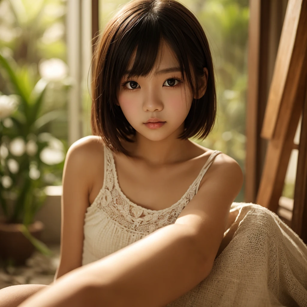 high definition, masterpiece, Ruka sarashina, short hair, ผมสีดำ, (alone), 1Girls, cute, inside, delicate eyes, (black eyes)