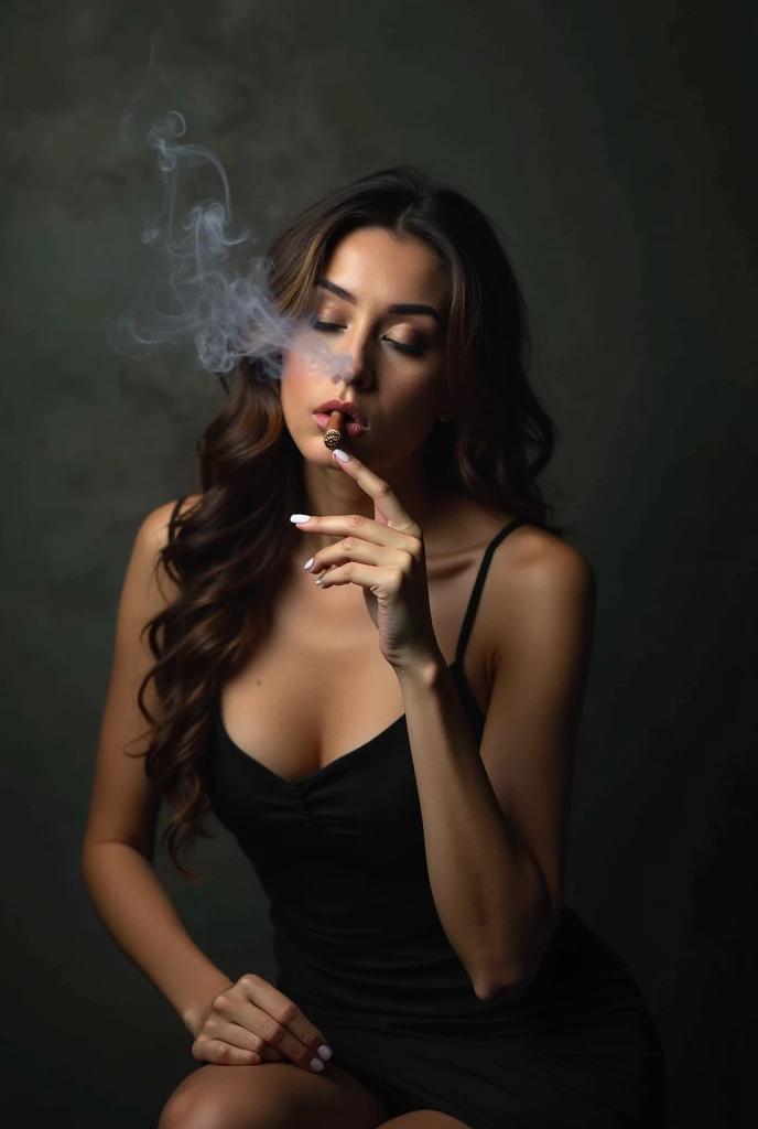 Adult women smoking cannabis herb marijuana cigarette