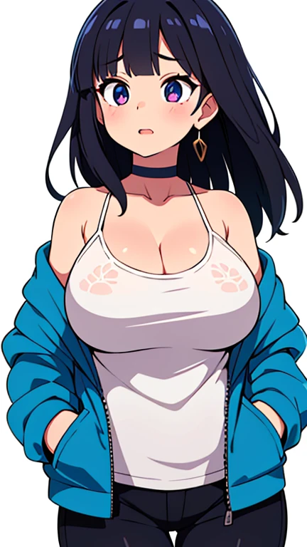 Chica anime con top negro y bragas con los brazos cruzados., senos laterales, Tu teta, por :5 sexy: 7, Anime Moe Artstyle, cel sombreado!!!, pecho esponjoso, Sombreado plano estilo anime, Estilo anime ecchi, CEL - Estilo de artee sombreado, Contornos gruesos, inspirado por Jin Homura, Lowres, 3/4 busto, r/arte, NSFW, pezones
