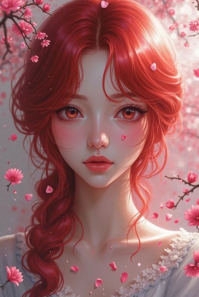 masterpiece, best quality, 1girl, <lora:kwFemale_Beta40-SDXL_v1:1>,
a commercial photo portrait of instagram model, the Ethereal Portraits, fashionable 2020's Japanese girl, detailed skin texture, 16yo girl, hyper real photo, , Albinism and Heterochromia by Bella Kotak, girly portrait in studio shoots, Albina Albina, Feminine portrait, bust-up shot, intricate fantasy dress, taken by professional studio lighting, 150mm lens, PhaseOne, digital backs, medium format, , 150mm portrait, photography, photo taken with a Hasselblad H4D, taken with PhaseOne IQ180, IQ160, IQ140, P65+, P45+, "digital back", extremely detailed, Leaf Aptus, perfect skin, detailed skin, hyper reality, perfect face, (coral red:1.6) hair, (coral red:1.6) background, dress head completely covered with (coral red:1.6) flowers, (coral red:1.6) color filter,