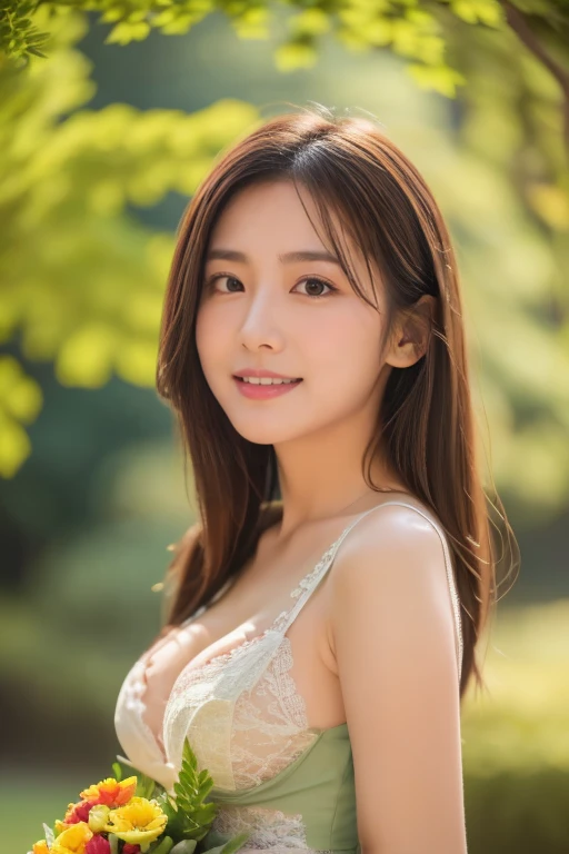(best quality,high resolution),a sexy and mature girl, Watch from above, Tempting, Naughty smile, Sexy pose, Dreamy light,Movie Scenes,outdoor