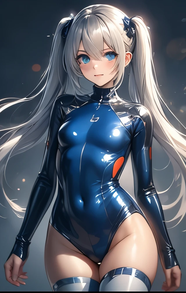 1 girl, official art, Masterpiece, Sharp focus, (Beautiful and cute Korean women:1.3), (beautiful cute korean:1.3), Korean beauty, Delicate and beautiful hair and eyes and face, realistic, Very detailed, beautiful girl, fancy ballroom, fluorescent white particles, (On the side of the road:1.2), luxurious interior, Thin, The breasts are very cute and the hips are very big., smile with all teeth, ((Smiling with both eyes, Open both eyes)), view, long hair, piercing hair, sexy facial expression, dynamic hair, long hairตรง, platinum hair details, glowing blue eyes, Cheer sexy leotard, Pale skin, hair accessories, epic view,