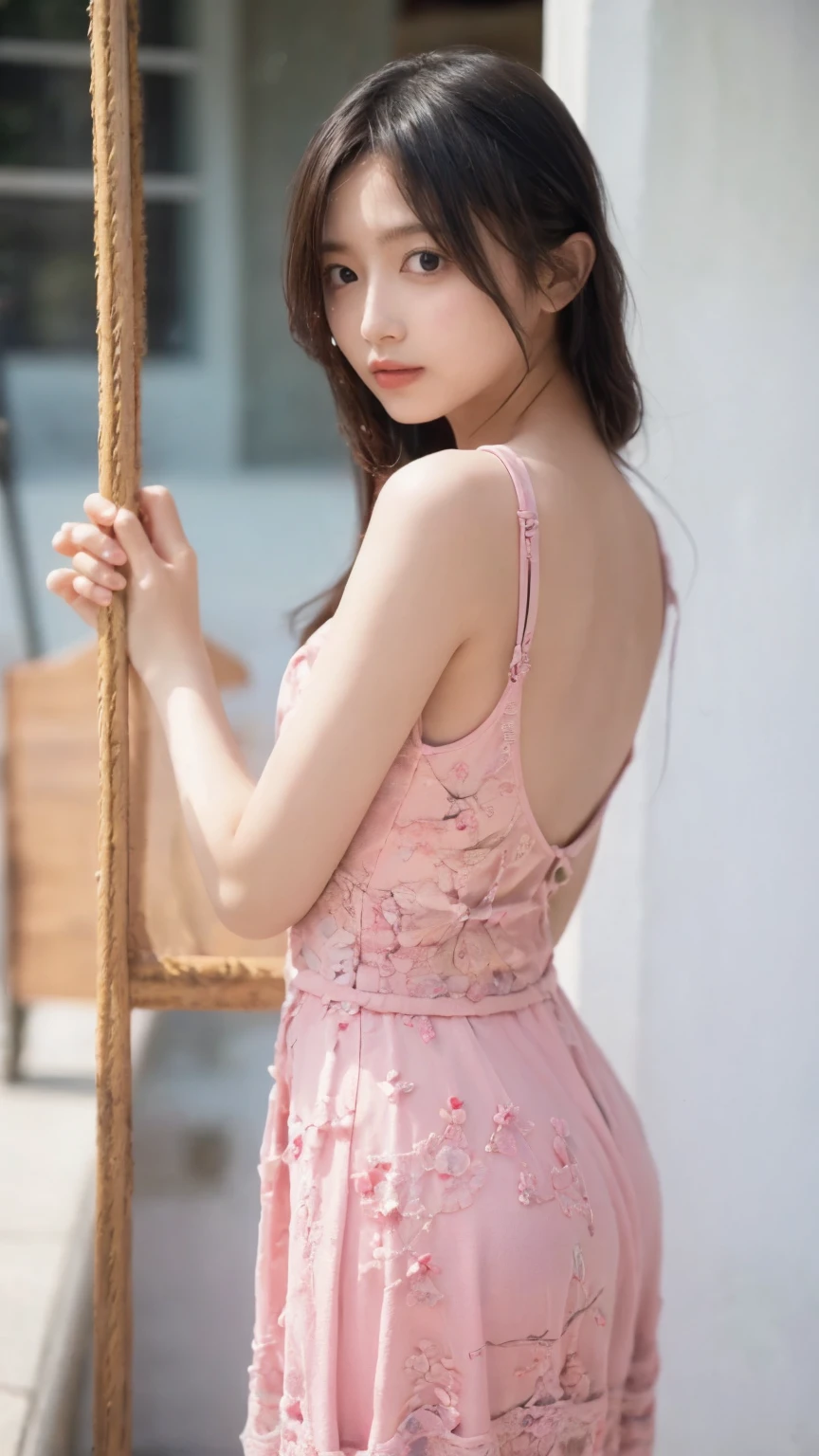 32k, ultra HD, Masterpiece, 1 girl, (good face:1.4), detailed eyes, very long hair, princess dress, (pale pink dress:1.5), (wearing jwellery:1.5), (cherry blossom:1.5), (bloom effect:1.5), Detailed Fantasy Art, Stunning Character Art, beautiful Exquisite Character Art, Beautiful, Extremely Detailed, Exquisite Intricate Headdress and Jewellery, perfect body,Small breasts,Flat Bust,The belly button and the surrounding area are exposed,Pale pink underwear,Thin string underwear,Thin cotton underwear,Korean beautiful girl dancer,Are thin,Small Ass,余りにもSmall breasts過ぎてブラジャーと肌の間がガラ空きなのである,Beautiful nipples,Beautiful body,Beautiful looks,