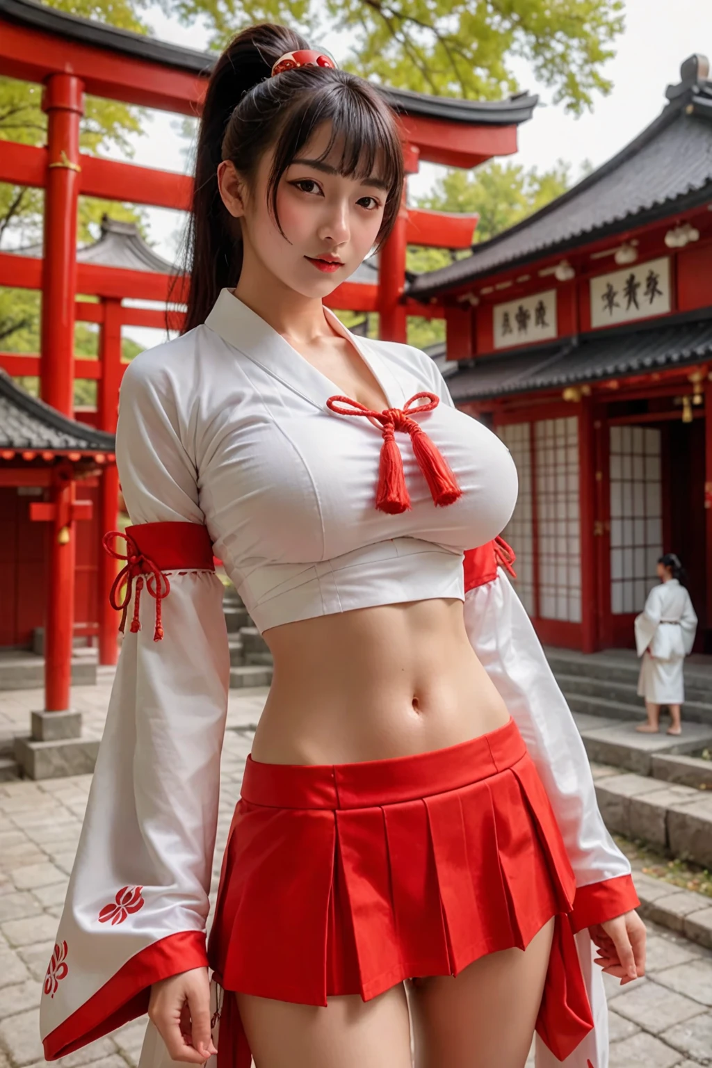 The only 14 year old shrine maiden、NSFW、Super detailed、High resolution、transcendental beauty　highest quality、masterpiece、Wear knee sockajimix Real、(RAW photo:1.2)、(Photoreal:1.4)、beauty in details、and delicate expression、At a historic old shrine、(The shrine maiden&#39;s red and white uniform is torn.、I can see your nipples:1.5)、Shrine maiden&#39;s red and white costume、(short pigtails、Bangs without gaps:1.5)、((you can see me))(squat)、eyelash、sparkling eyes、glossy lips、beautiful and detailed eyes、((beautiful japanese girl))、very detailed expression、highly detailed face、movie lighting、positive、((dynamic pose))、((open stance))、(The front of the shrine maiden&#39;s hakama is torn、I can see your pussy:1.8), Shrine maiden&#39;s red and white costume、(Accurately represents the shape of the female genitals:1.5), (Detailed depiction of the labia minora, vaginal opening, Detailed depiction of the clitoris:1.5), (Open your legs wide and raise your knees:1.8)、(restrain hands and feet:1.6)、(Expose your pussy and get sexually excited:1.8)、thin legs、(Open your mouth wide and look at your tongue:1.7)、Panting with sexual pleasure、(Feel the climax of ecstasy:1.6)、Open your mouth wide and scream、shame、Her cheeks flushed slightly、heartbreaking cry、Peeing