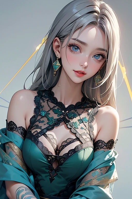 (masterpiece: 1.2, highest quality), (Actual Photos, Intricate details), 1. woman, alone, Upper Body, casual, Shoulder-length hair, Minimal makeup, Natural materials, Face close-up, smile, Home, Gray Hair, blue eyes, Shoulder Bare、ponytail、Swimwear、
