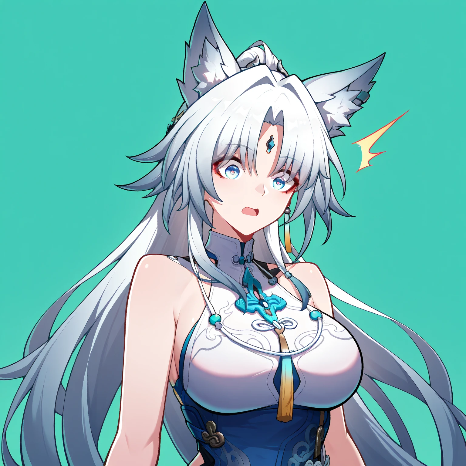 1woman, long white hair, blue eyes, cat ear, cheerful grin, medium breast, thick thighs, feel freedom, joyful, wearing elegant white dress, beautiful,