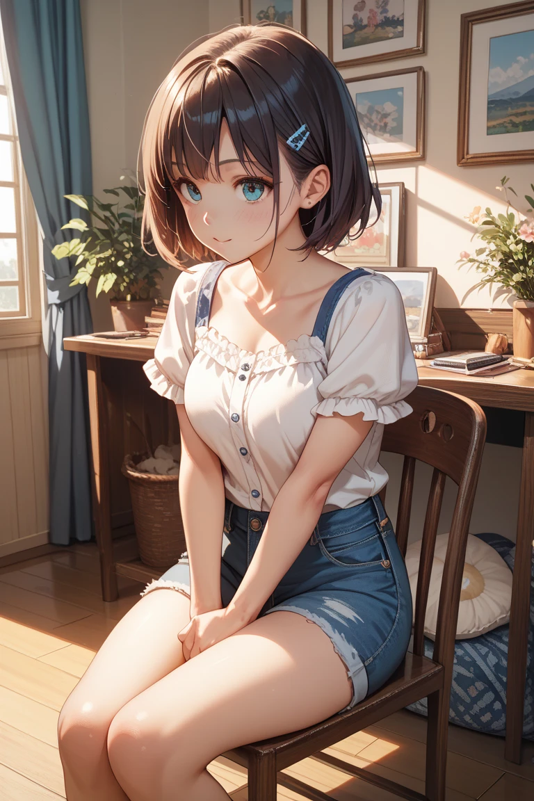 ((Highest quality)), (detailed), Perfect Face、((Highest quality)), (detailed), Perfect Face、Work as a manager at a popular cafe, 3、In a café in the daytime, ((Stand and show)), Spread your legs, ブラウス, ID card hanging from neck, Take off your black panties、 Holding the panties you took off in your hands、Angle from the front、((She has panties、Showing it to me。:1.5))、((Erect nipples: 1.1)), (( Small breasts :1.5 )), ((Small round areola :1.3, ライトピンク:1.3 )), (((スカートめくり, ズボンがない, Genitals are visible))), ((masterpiece)), ((masterpiece))