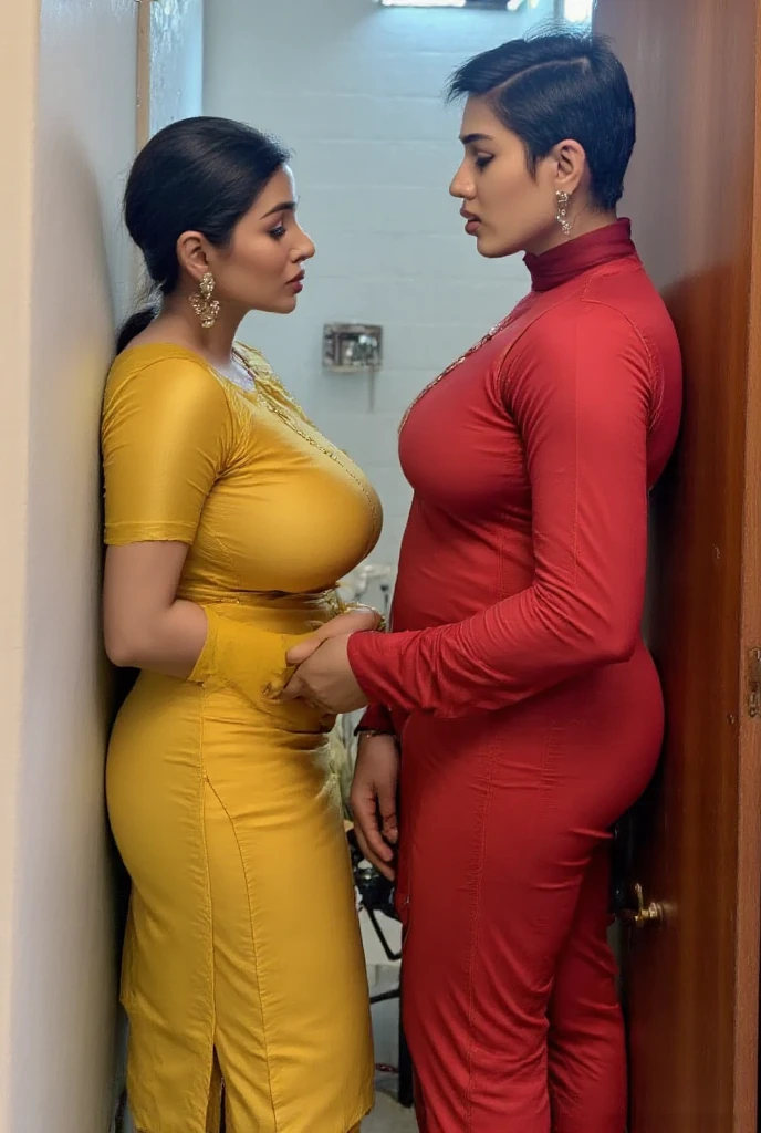 indian woman 45 years old milf, curvy_figure, big black eyes wearing mascara,red lipstick, wearing orange sleeveless saree, huge , cleavage naval show, abnormally wide hips , AanyaaSanaya, hips, visible waist, naval line visible, thighs, bra ,sexy bhabhi , full body potrait, curvy ,wide waist, thick big hips , wide hips