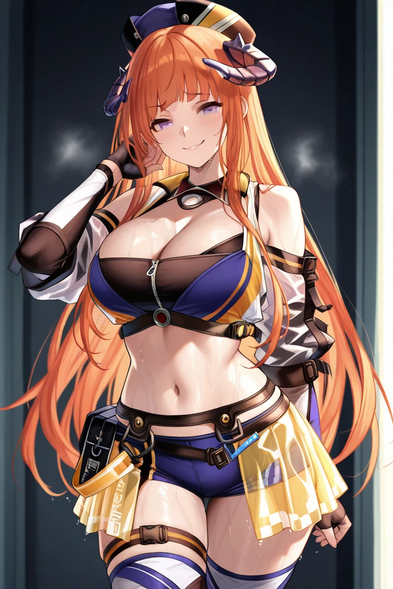 Chica anime en uniforme con pelo largo y corbata roja, Traje de Asuka debajo de la ropa!, Estilo Azur Lane, Render de abril, rias gremory, Kasumi Arimura Estilo 3/4, Zenkai de cuerpo completo! Traje de Asuka, gesto de pose de pudica sexy, Kurisu Makise, Del videojuego Azure Lane, Makise Kurisu