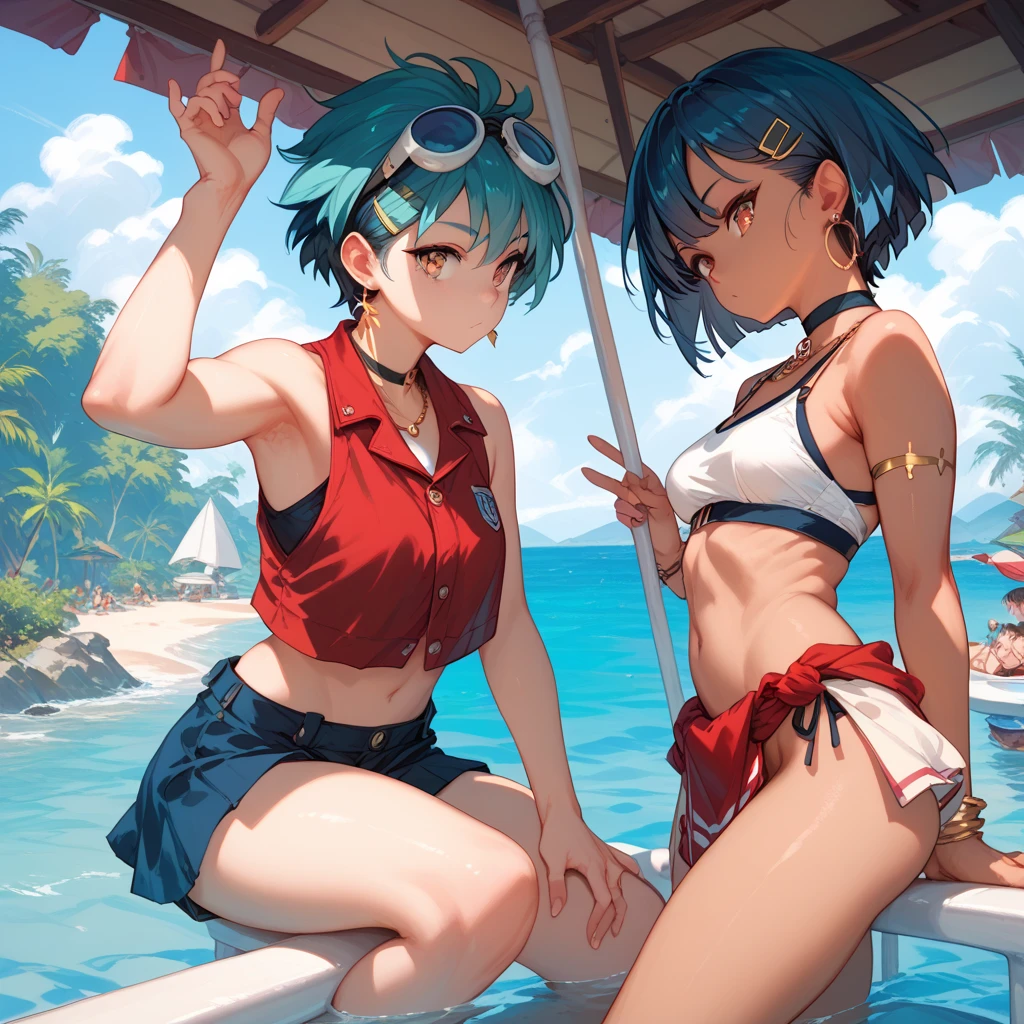 Multiple girls, der riese art, 非常に詳細なder rieseショット, der riese, Shorthair, Giant woman bigger than a skyscraper, Wearing rimless glasses, Colossal tits, Big ass, Bikini swimwear, i'I'm playing with small aircraft carriers and battleships in the land of dwarfs.。., nffsw, giga der riese, der riese, crashed battleship, small battleship, micro battleship,