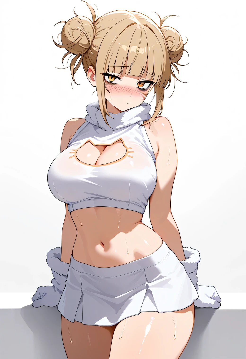 1girl, bandaged boob , blonde hair, karate