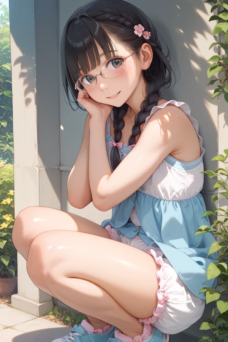 Sweaty 10 year old girl、Squat(Lower body close-up)(Panty exposure emphasis、)Open mouth and ahe face、)See through、Landscape、Background Toddler room(、)Attractive face、Braided hair、(Emphasize small cleavage、)She lifts her tight miniskirt to show her panties((Highest quality))face real、(1. Glowing Skin.4)Extreme close-up from below(((With a sexy smile)))((masterpiece)、(1. Glowing Skin.1.4)Thigh Emphasis、((A small town park bathed in dazzling summer sunshine、))、(((12-year-old girlng a red tank top))(Wearing a thin, Tight mini skirt、)(Wearing grey panties)Black bob hair、Sexy pose、、Breast enlargement、(Various poses)