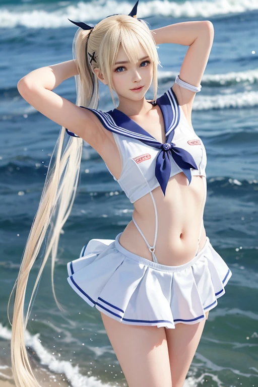 (photorealistic:1.8, highest quality:1.8,8K masterpiece:1.8,High resolution,muste piece:1.8,RAW Photos,cinematic lighting),
1 23-year-old woman,(colorful sailor suit,mini skirt,choker,knee high tights,beautiful butt,beautiful thighs),
beautiful detailed blue eyes:1.7,double eyelid:1.6,beautiful skin:1.8,
(looking at the camera:1.5),(photo seen from behind:1.4),
(midium Hair:1.2,beautiful shining white hair:1.5),
expression(Gentle Smile:1.3,face turns red:1.3),(Moderate chest:1.3),
Pause(look back, Seductive pose:1.5),
background(A bright forest with blooming flowers),(detailed perfect face),anatomically correct,correct move:1.5,correct foot:1.5,Best ratio 4 fingers and 1 thumb,(cameltoe),No split screen