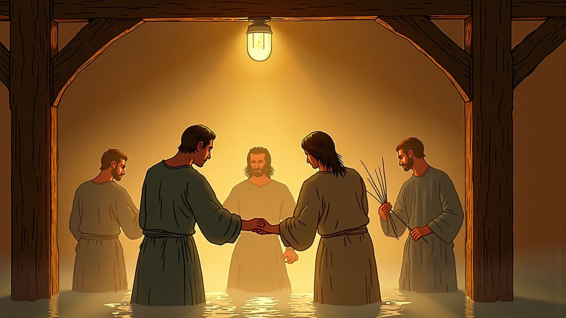 Waters Turned into Blood: Moses and Aaron, following God's instructions, Aaron touched the Nile River with a shepherd's staff, and all the waters of Egypt turned to blood. The fish died, and the water became undrinkable.. 4k
