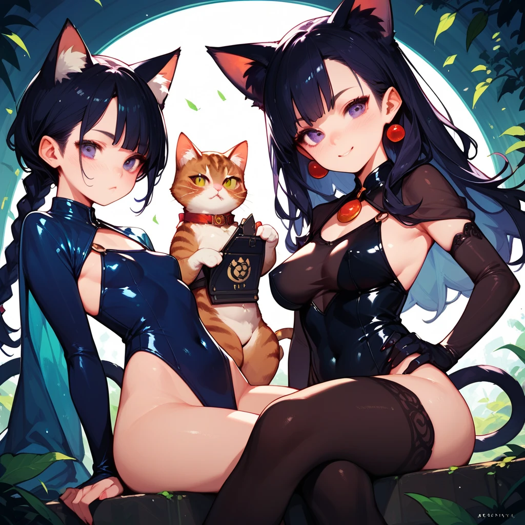 A high resolution, beste-Qualit, illutst, (details face), (detailedeyes), ultra hyper-detailed, 巨作、Soft Natural Lighting、(1girl in)、Girl in cat cosplay、th all of fours、Sexy Outfit、Figures lying on the breakwater、large exposed breasts , doing an elegant pose, Are sleeping, harbour in background、yawns