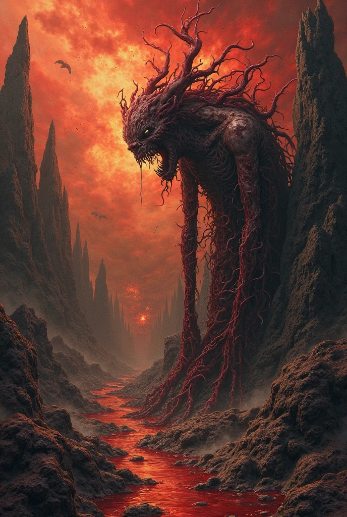 Mythical creatures, author:Zdzislaw Beksiński, Azathoth, Red/Black、eye