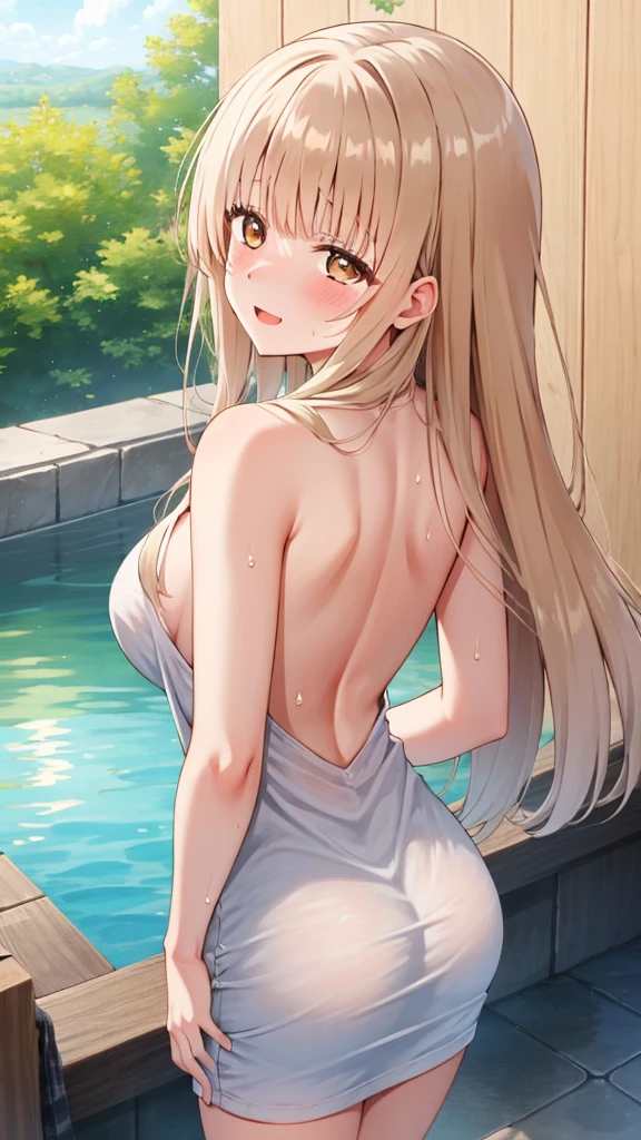 ((watercolor))、(Highest quality、masterpiece)、Adult beautiful Ukrainian woman, To the camera、 Long light brown hair,Completely naked、All Nude、、in the forest、At the Lake、Upper Body
