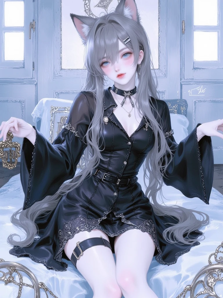 （8K ，Hyper-detailing，Ultra photo realsisim，Best Masterpiece，naturey，Perfect Artwork，Perfect female body），2 cute girls ，came out from the next room，Wear sexy lingerie，Black suspender stockings，Raised sexy，Metamorphosis is exposed ，FULL BODYSHOT