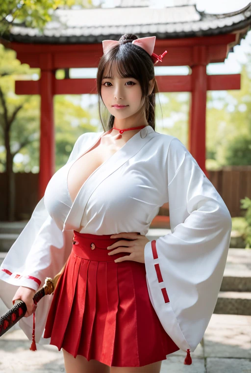 The only 18 year old shrine maiden、NSFW、Super detailed、High resolution、transcendental beauty　highest quality、masterpiece、Please wear knee socks、Majimix Real、(RAW photo:1.2)、(Photoreal:1.4)、beauty in the details、and delicate expression、At a historic old shrine、(Miko&#39;s red and white uniform is torn、I can see your nipples:1.5)、Miko&#39;s red and white costume、(short pigtails hair、Bangs without gaps:1.u can see me))(squat)、eyelash、sparkling eyes、glossy lips、beautiful and detailed eyes、((Japanese beautiful girl))、very detailed expression、highly detailed face、movie lighting、positive、((dynamic pose))、((open stance))、(The front of the shrine maiden&#39;s hakama is torn.、your pussy opens:1.8), Miko&#39;s red and white costume、(Accurately represents the shape of the female genitals:1.5), (Detailed depiction of the labia minora, vaginal opening, Detailed depiction of the clitoris:1.5), (Open your legs wide and raise your knees:1.8)、(Limb restraint:1.6)、(man&#39;s hand touches pussy:1.8)、thin legs、(Open your mouth wide and see your tongue:1.7)、panting with sexual pleasure、(feel the climax of ecstasy:1.6)、open your mouth wide and scream、shame、Cheeks flushed slightly、Heartbreaking cry