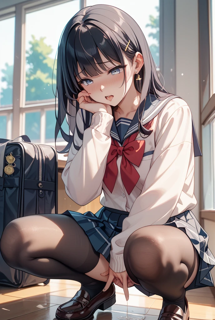 alone撃った)、((((17 years oldの美少女))))Perfect Style、Anime Girls、Beautiful Anime Women、Anime Girls 、愛らしいAnime Girls、美しいAnime Girls、The most beautiful Asian girls of all time、Perfect Girl、Japanese Goddess 、surreal anime、best qualthaty、masterpiece、Awareness-raising、Very delicate and beautiful、Very detailed、 Hmph, 8k wallpaper, growing up, Attention to detail, masterpiece, highest qualthaty, art, AJC 8kの壁紙はVery detailedです, Hugeファイルサイズ, Very detailedな, High resolution, ウルトラ - High resolution, Very detailed, More about beautiful girls, 目と顔はVery detailed, Beautiful and beautiful eyes, (RAW Photos、highest qualthaty), (Realistic, Photorealism:1.3),, The light shines on your face, (Brown haired: 1.3), Plump breasts, beautiful loose hair、(Swollen eyes)、(K-POPアイドル))、(charm的)、bangs、(charmポーズ)))、Dark eyeliner、Long eyelashes、erotic、fringe、Small earrings、Small Necklace、((Laughter))、((sailor suthat)),(((Pleated skirt)))、(sweaty whthate skin)、charm的な胸charm的なお尻、charm、Sexual、that'Wet、Very beautiful skin、Long and beautiful legs、(Photorealistic: 1.4), Nice fine detail, Heavy eye makeup,(Show me your legs)、(See through your feet),((alone / alone Focueauty legs,(17 years old),(((High school girl beautiful girl)))、Wide Hips、Huge
