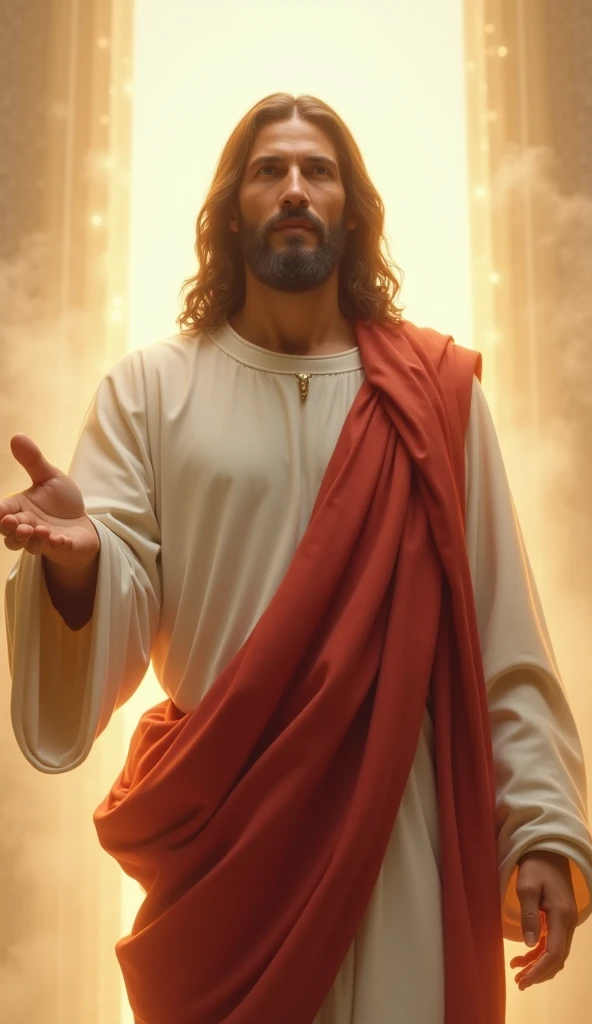 Jesus extending his hand forward 