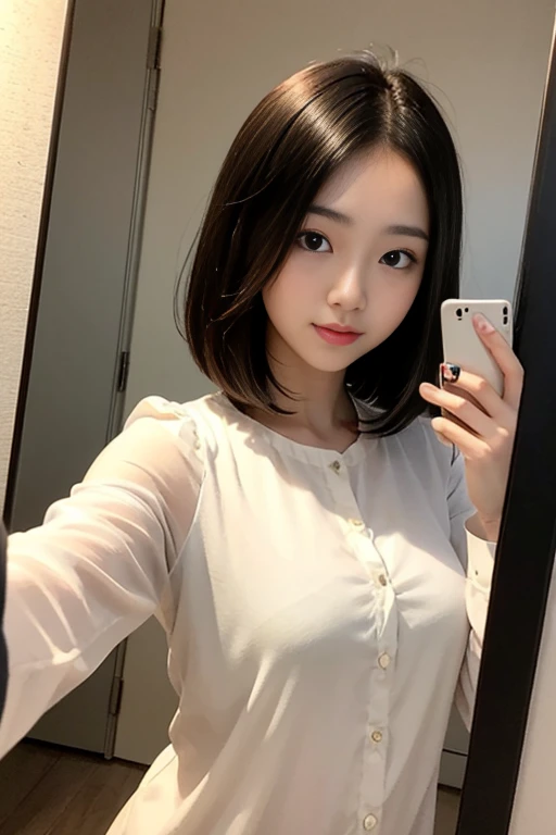 On the table、best quality、Photorealism、Finely、high resolution、８wallpaper、Perfect dynamic posture、Beautiful slender eyes and long hair、（Big breasts 1.3）、casual sexy pose、Random situations、Selfie Angle，Looking at the camera，（Tight round neck black mesh lace shirt）、、Gentle smile、50 years old、（Perfect Eyes 1.3）、Mature adult beauties、Japanese、