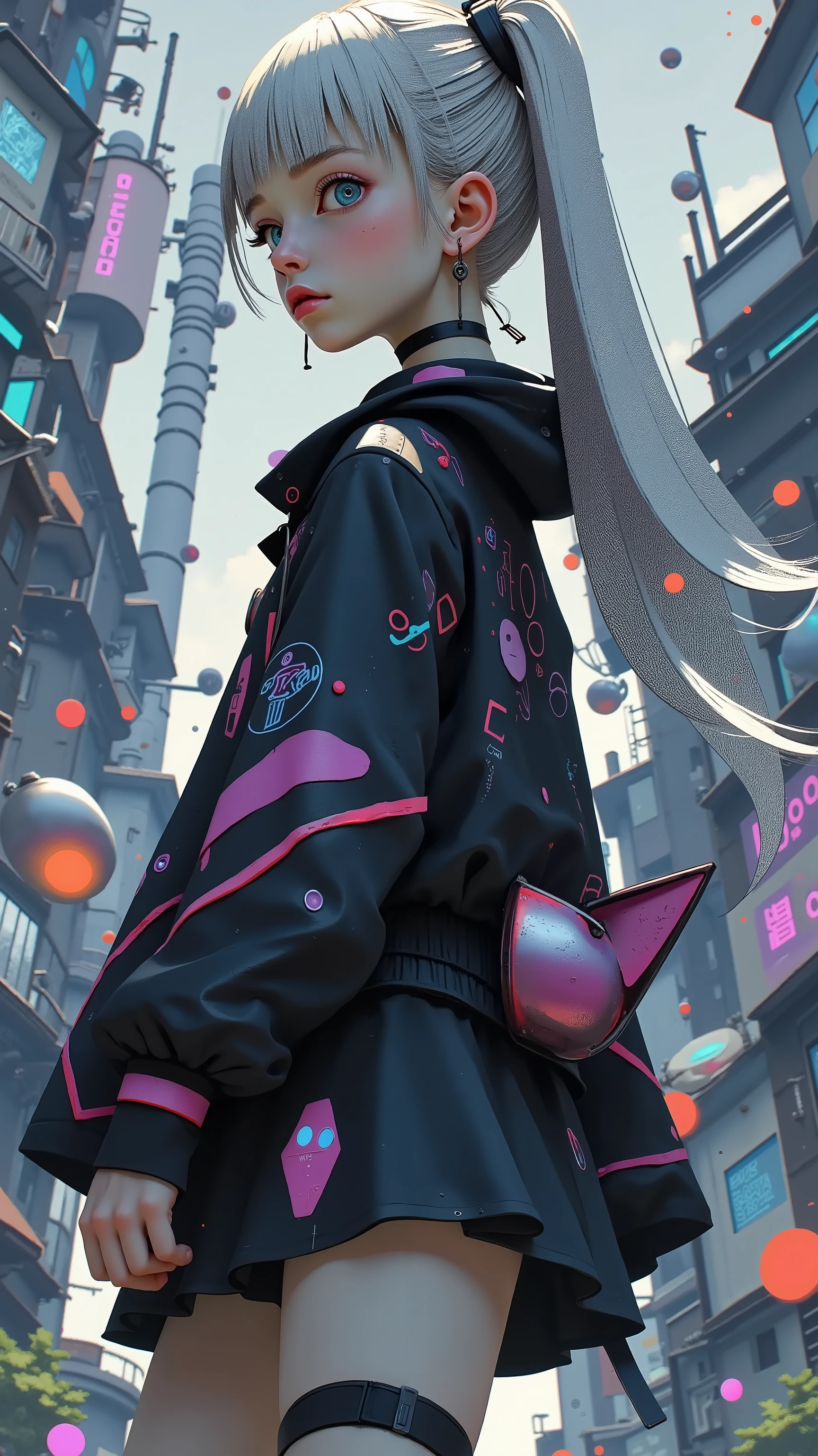 1 girl, high definition, solo, ((A masterpiece with up to 16K resolution):1.6), (realistic, RAW Photo, best image quality: 1.4), Big Breasts, big butt, auroras, ARW, (cinematic experience, Best Photos :2.0, Super Detail.2.0), wallpaper, ( translucent virtual idol female :2.0), ( dance:2.0), (low soft silver ponytail hair), (android style hologram costume :2.0), ( cute android style costume :2.0), ( pop characters in a soft silver low ponytail :2.0), (Brilliant Light:2.0), ( upper body close-up:2.0), (detailed face:2.0),
