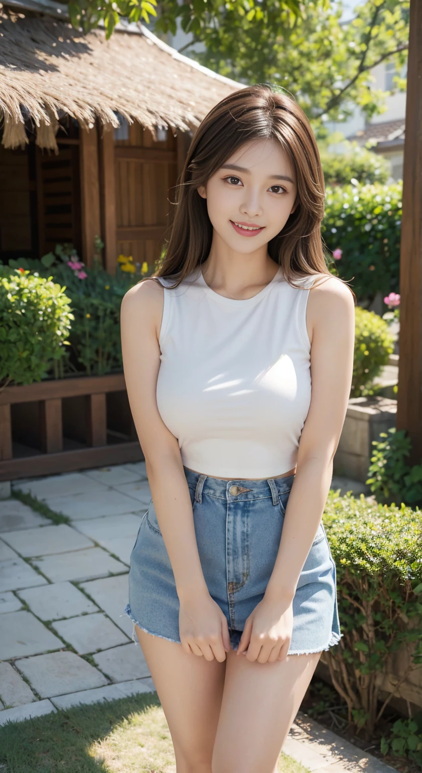beautiful,K-POP idol,japanese idol,japanese actress,High resolution,beautiful skin,8K,RAW photo,highest quality,masterpiece,realistic,photo-realistic,clear,professional lighting,beautiful顔,highest quality,超High resolution,beautiful eyes,sexy,beautiful唇,white teeth,beautiful歯列,smile,whole body,beautiful脚,tight mini skirt,panty shot,Upskirt,Denim skirt,