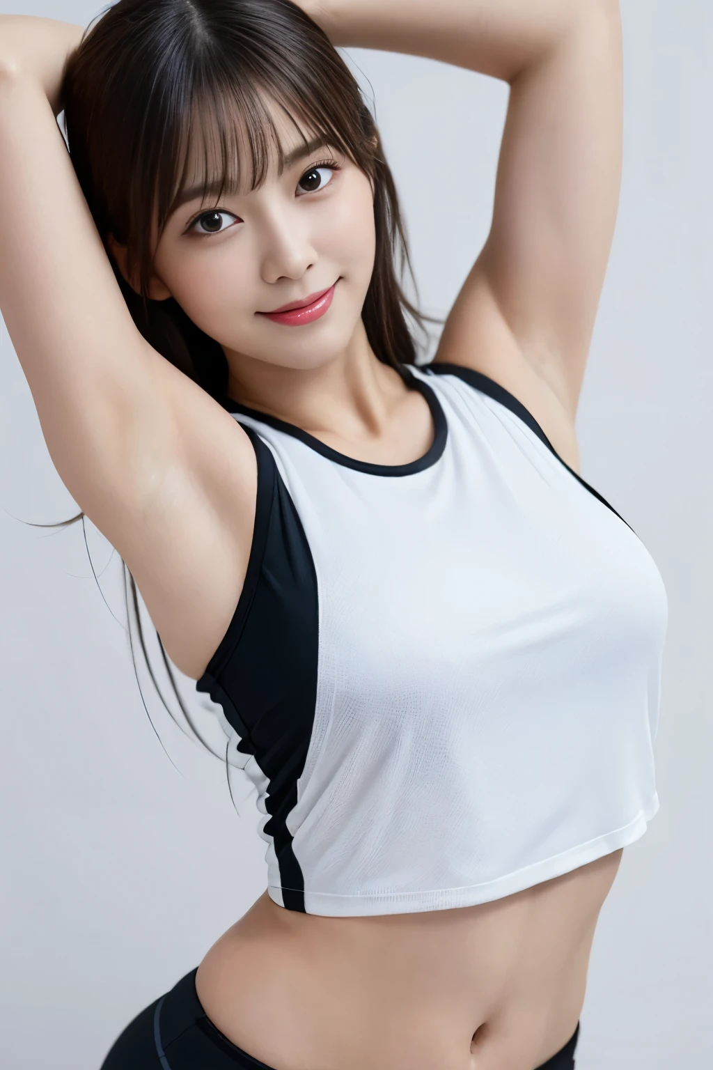 Flying debris, Highest quality, shape, Very detailed, finely, High resolution, 8k wallpaper, Perfect dynamic composition, finelyてBeautiful Eyes,Medium Hair,Small breasts Natural color Lips, Bold sexy pose,smile,Harajuku、20-year-old girl、cute、sexy shot looking at camera、Black hair ponytail , whole body((Realistic lighting, Highest quality, 8k, masterpiece: 1.3)), Clear focus: 1.2, 1 girl, Perfect shape: 1.4,(Cheerleader:1.3),(Outdoor:1.5),(Look under your armpits:1.5),(Stadium:1.1),(Cheer Dance:1.3) Very beautiful face, Beautiful Eyes, double eyelid,smile,(Your cheeks are red:1.3),(No nipples:1.2)